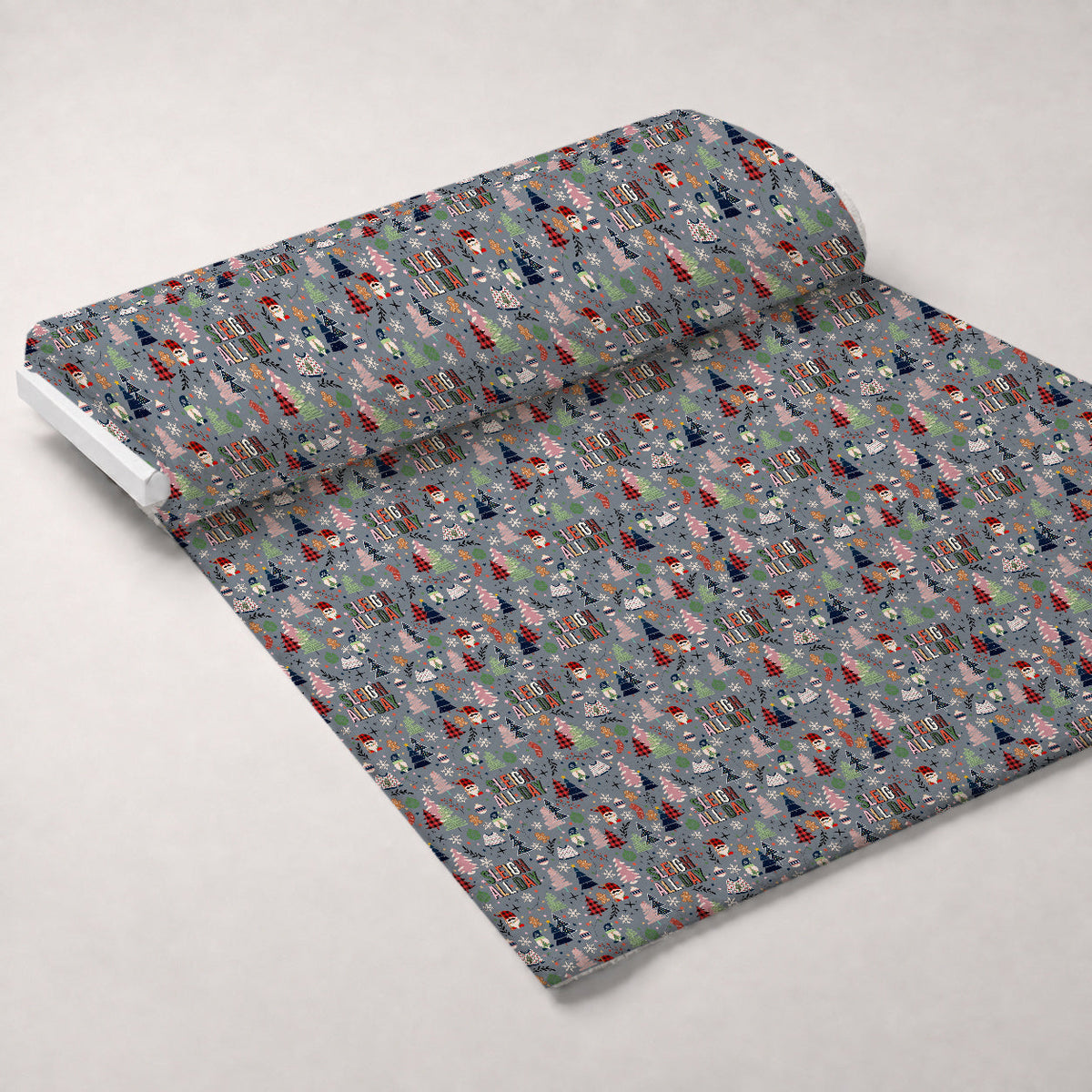 Sleigh All Day Light Grey Fleece Fabric — fleece fabric unrolled bolt preview (mv-fleece-v1:bolt)