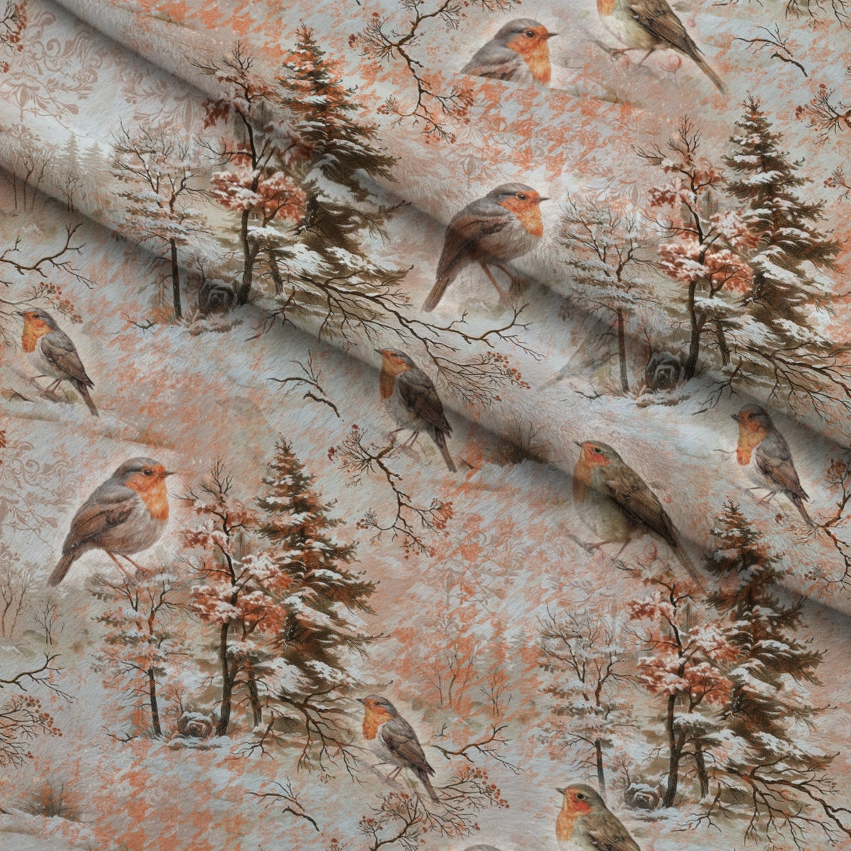 Snowbird Post Pattern 1 Fleece Fabric — fleece fabric folded close-up preview (mv-fleece-v1:lying)