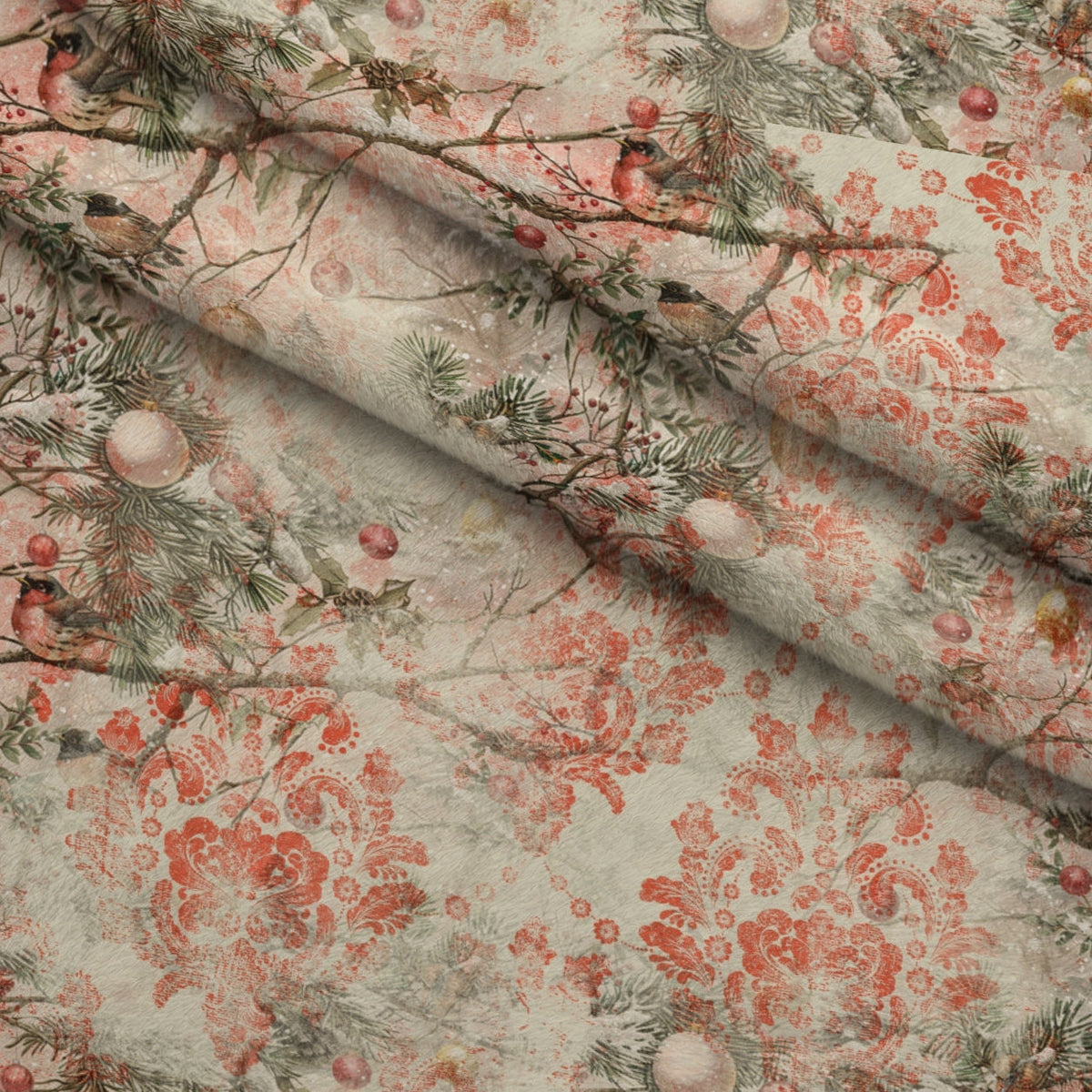 Snowbird Post Pattern 10 Fleece Fabric — fleece fabric folded close-up preview (mv-fleece-v1:lying)