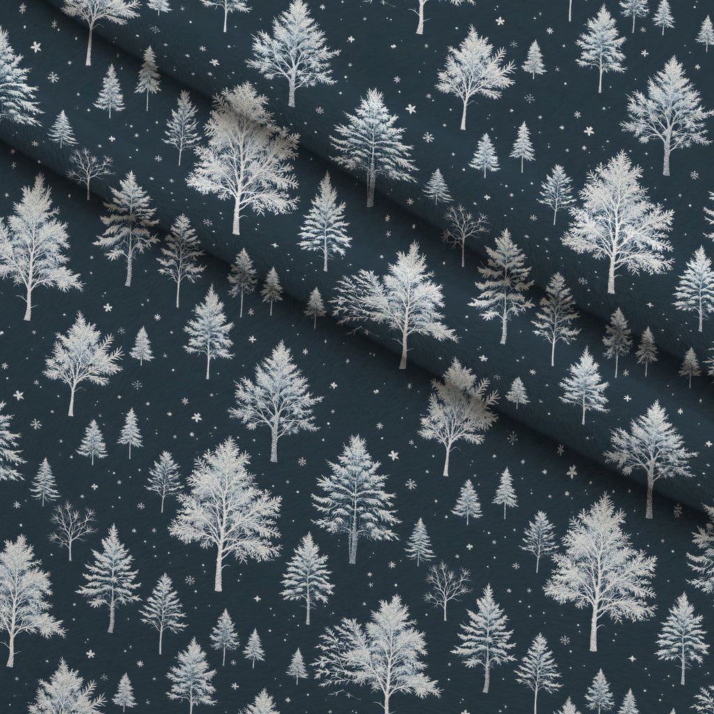 Snowy Pines Pattern 12 Fleece Fabric — fleece fabric folded close-up preview (mv-fleece-v1:lying)