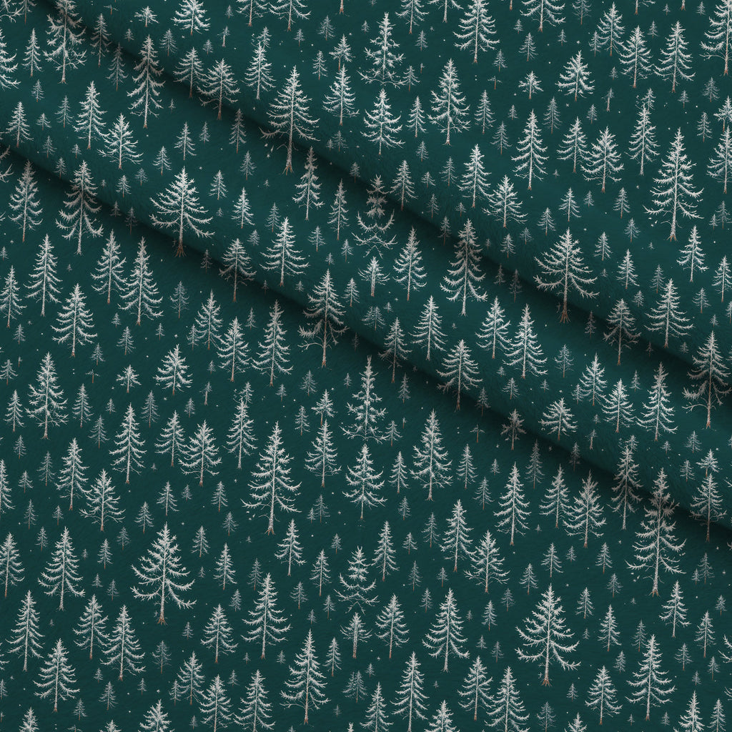 Snowy Pines Pattern 5 Fleece Fabric — fleece fabric folded close-up preview (mv-fleece-v1:lying)