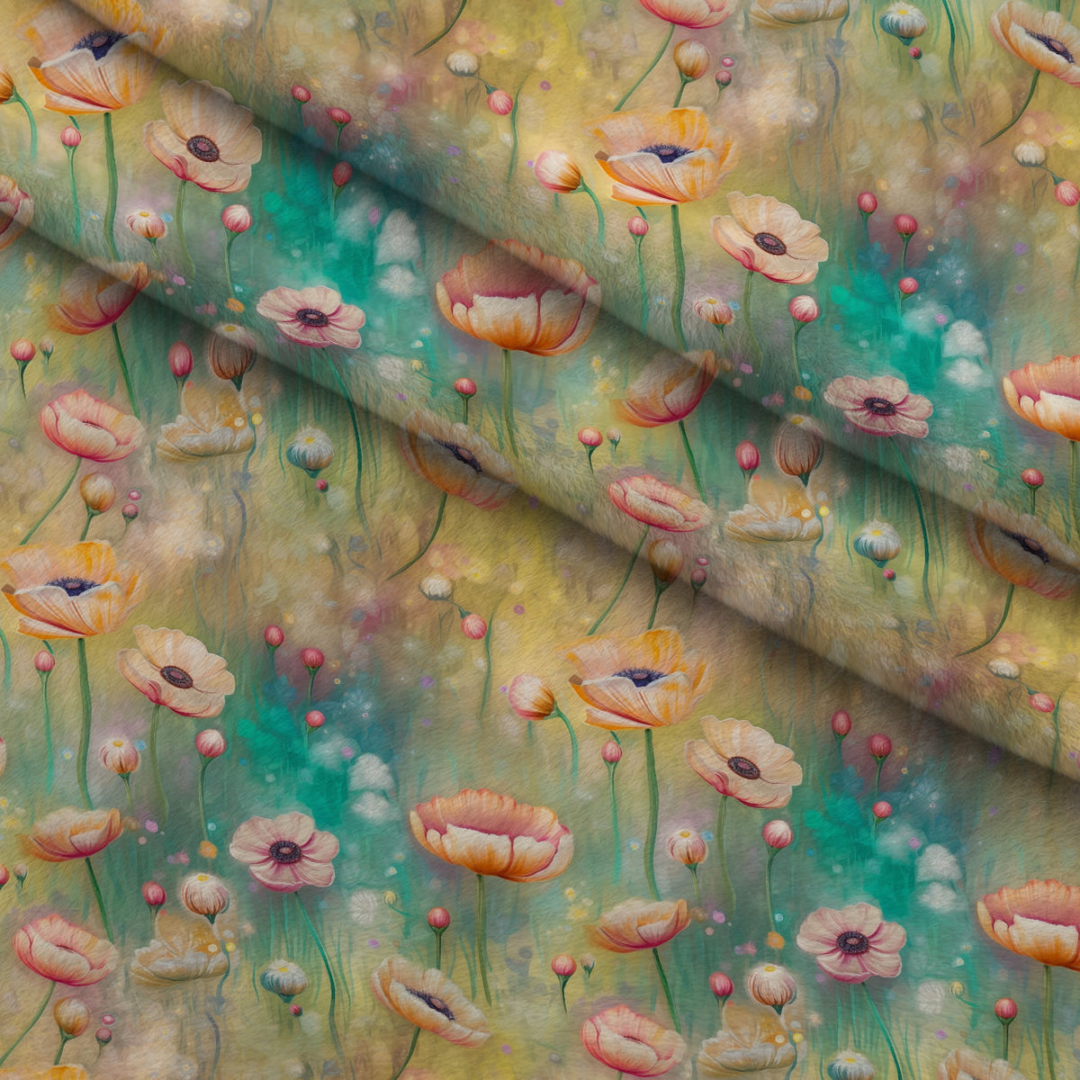 Songbird Daydream Pattern 2 Fleece Fabric — fleece fabric folded close-up preview (mv-fleece-v1:lying)