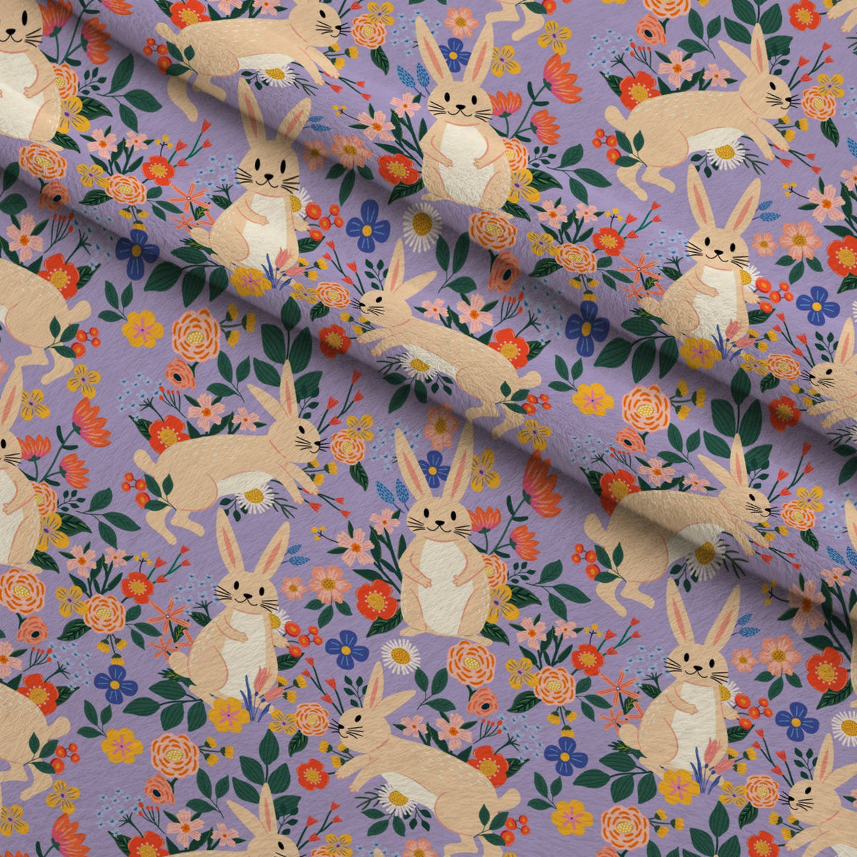 Songbird Meadow Pattern 1 Fleece Fabric — fleece fabric folded close-up preview (mv-fleece-v1:lying)
