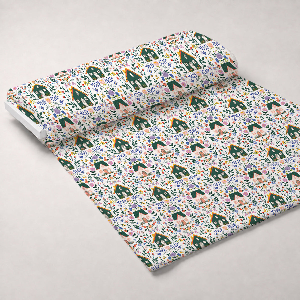 Songbird Meadow Pattern 4 Fleece Fabric — fleece fabric unrolled bolt preview (mv-fleece-v1:bolt)