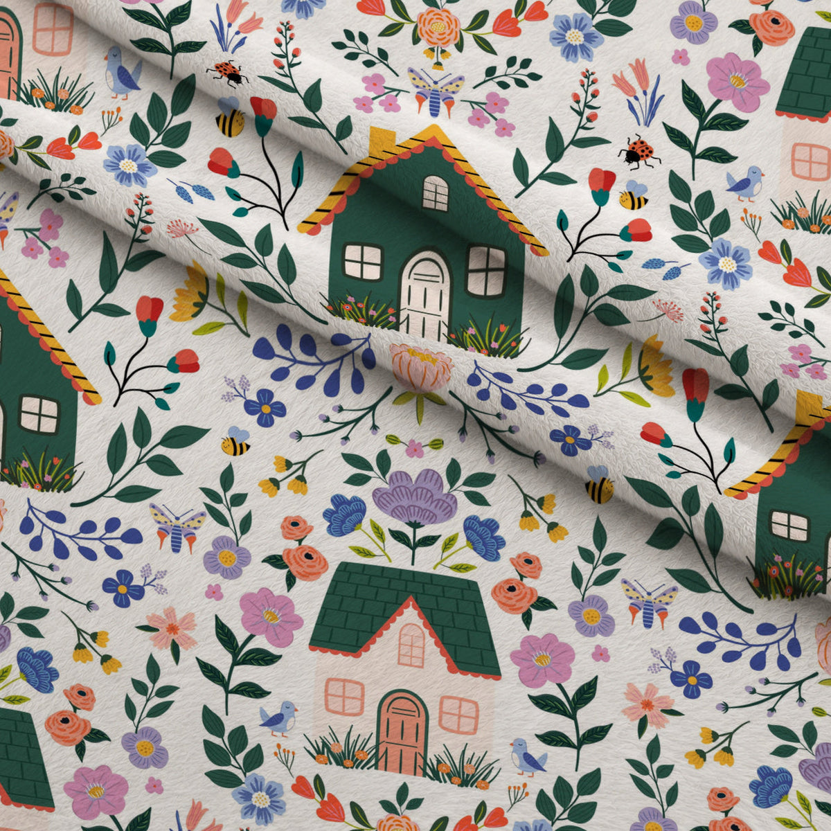 Songbird Meadow Pattern 4 Fleece Fabric — fleece fabric folded close-up preview (mv-fleece-v1:lying)