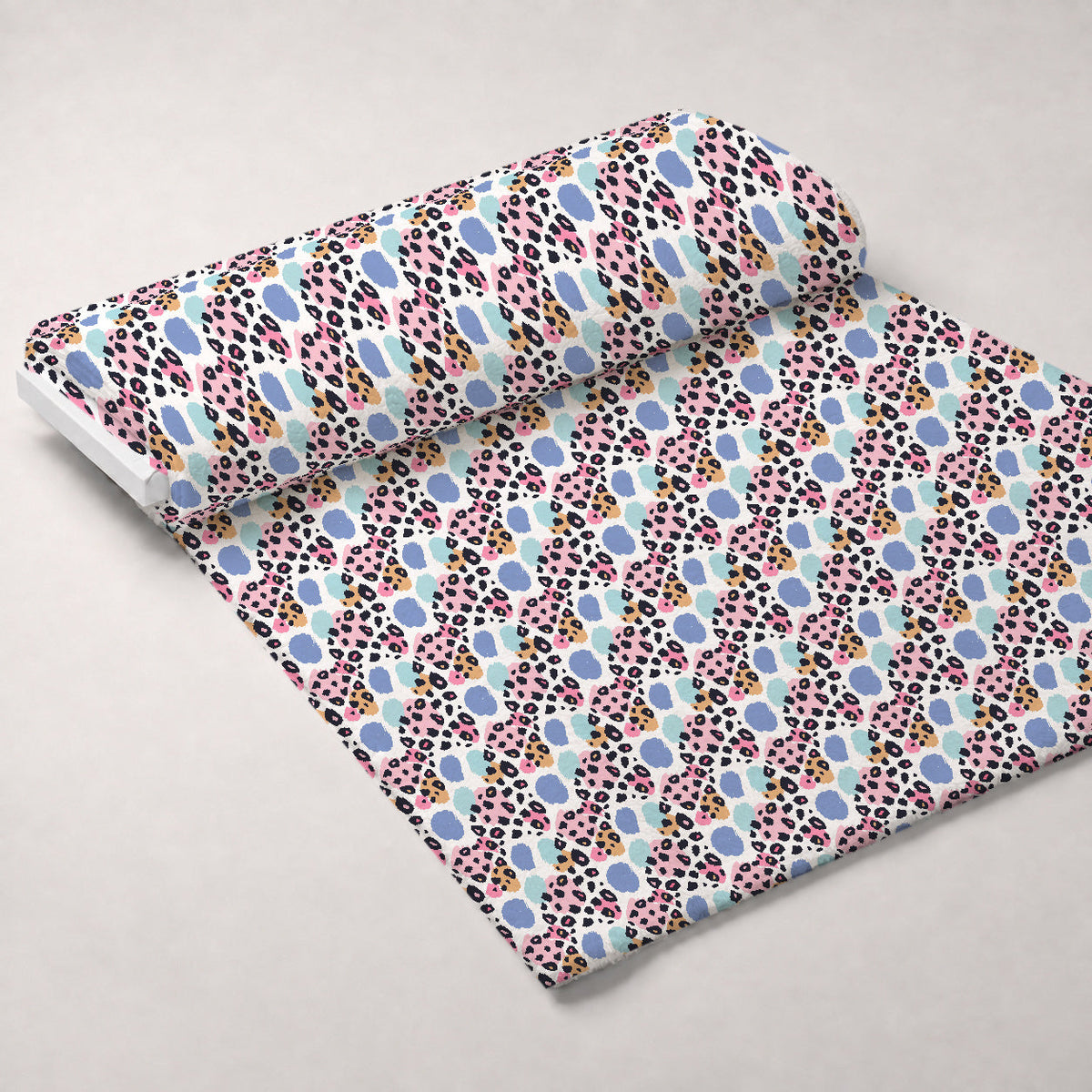 Sorbet Cheetah Spots Pattern 1 Fleece Fabric — fleece fabric unrolled bolt preview (mv-fleece-v1:bolt)