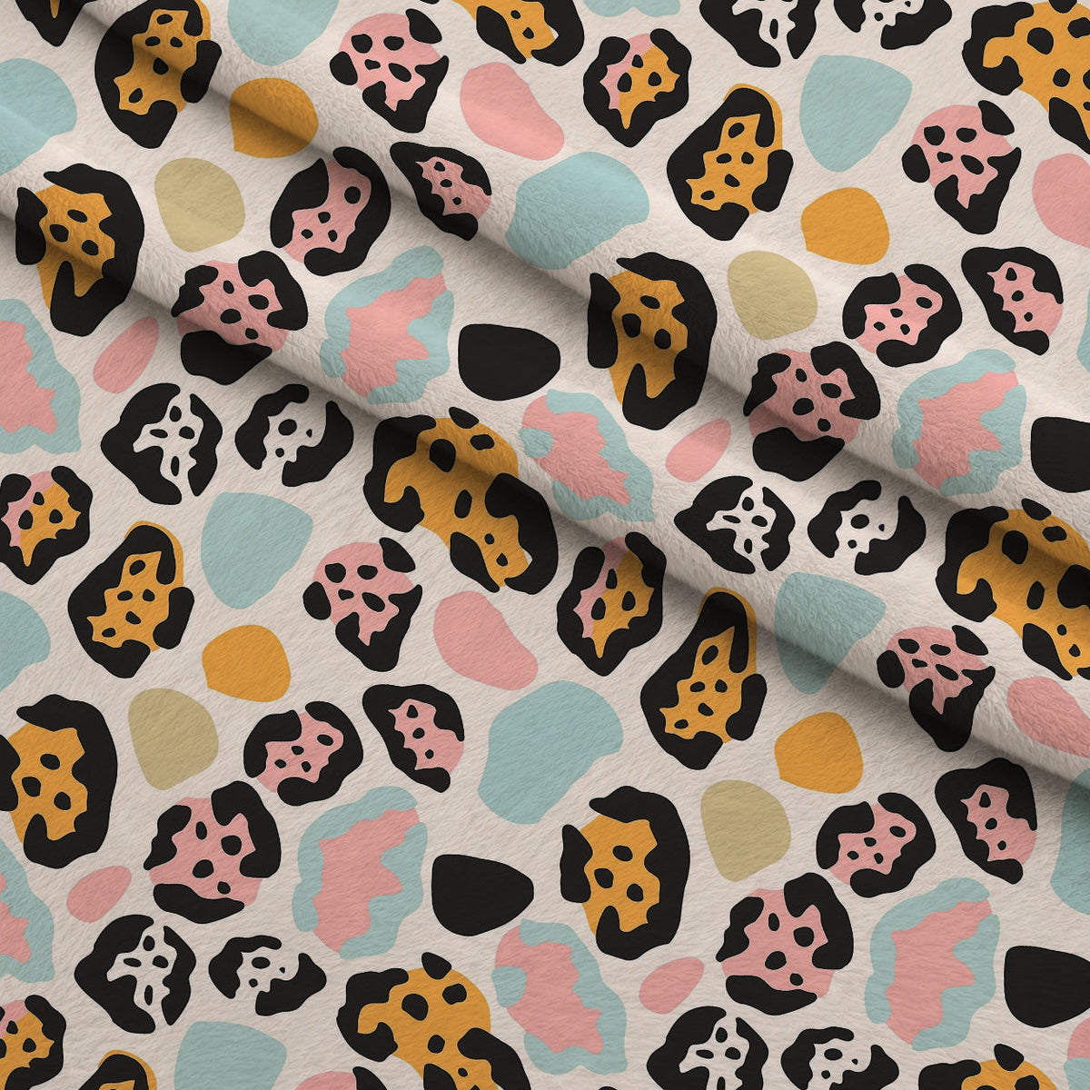Sorbet Cheetah Spots Pattern 11 Fleece Fabric — fleece fabric folded close-up preview (mv-fleece-v1:lying)