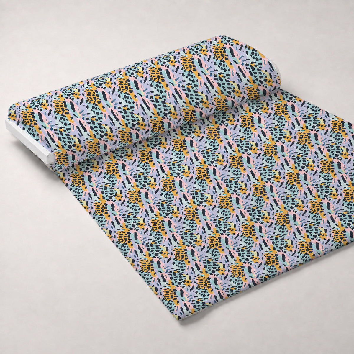 Sorbet Cheetah Spots Pattern 16 Fleece Fabric — fleece fabric unrolled bolt preview (mv-fleece-v1:bolt)