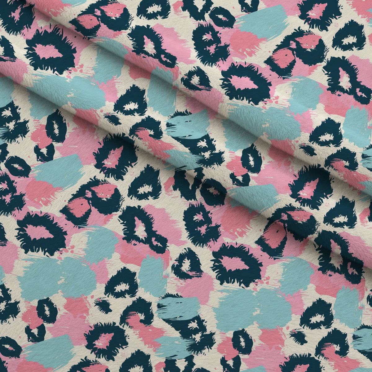 Sorbet Cheetah Spots Pattern 2 Fleece Fabric — fleece fabric folded close-up preview (mv-fleece-v1:lying)