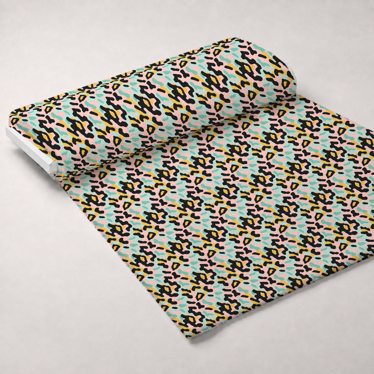 Sorbet Cheetah Spots Pattern 20 Fleece Fabric — fleece fabric unrolled bolt preview (mv-fleece-v1:bolt)