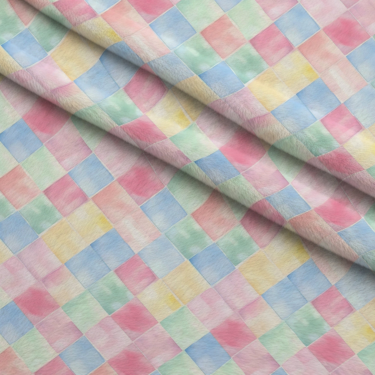 Sorbet Squares Pattern 10 Fleece Fabric — fleece fabric folded close-up preview (mv-fleece-v1:lying)