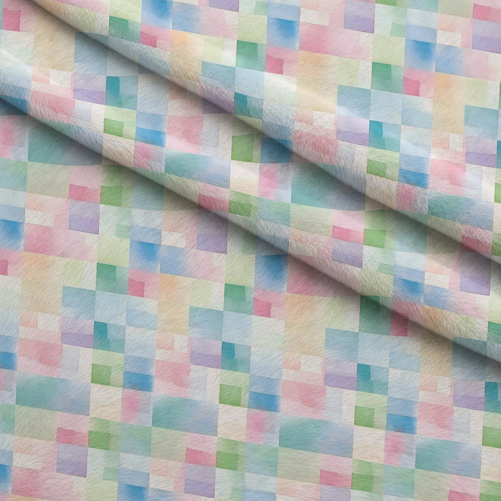 Sorbet Squares Pattern 2 Fleece Fabric — fleece fabric folded close-up preview (mv-fleece-v1:lying)