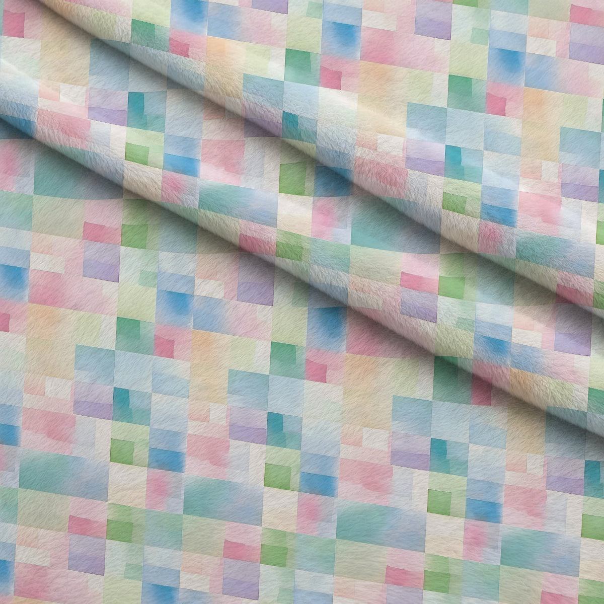 Sorbet Squares Pattern 2 Fleece Fabric — fleece fabric folded close-up preview (mv-fleece-v1:lying)