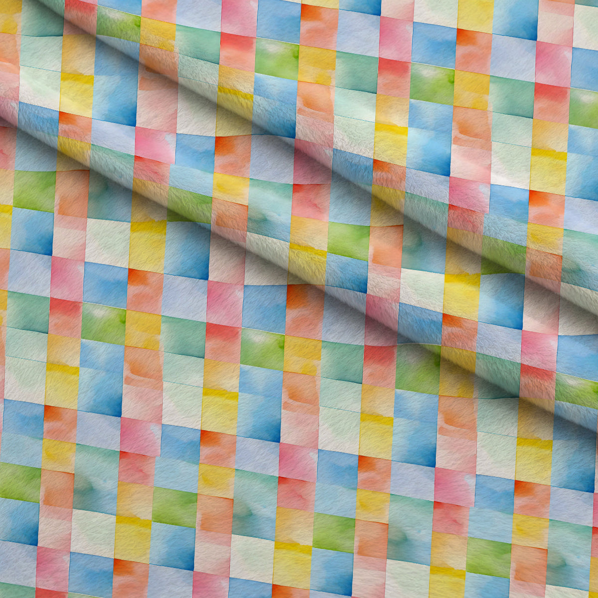 Sorbet Squares Pattern 4 Fleece Fabric — fleece fabric folded close-up preview (mv-fleece-v1:lying)
