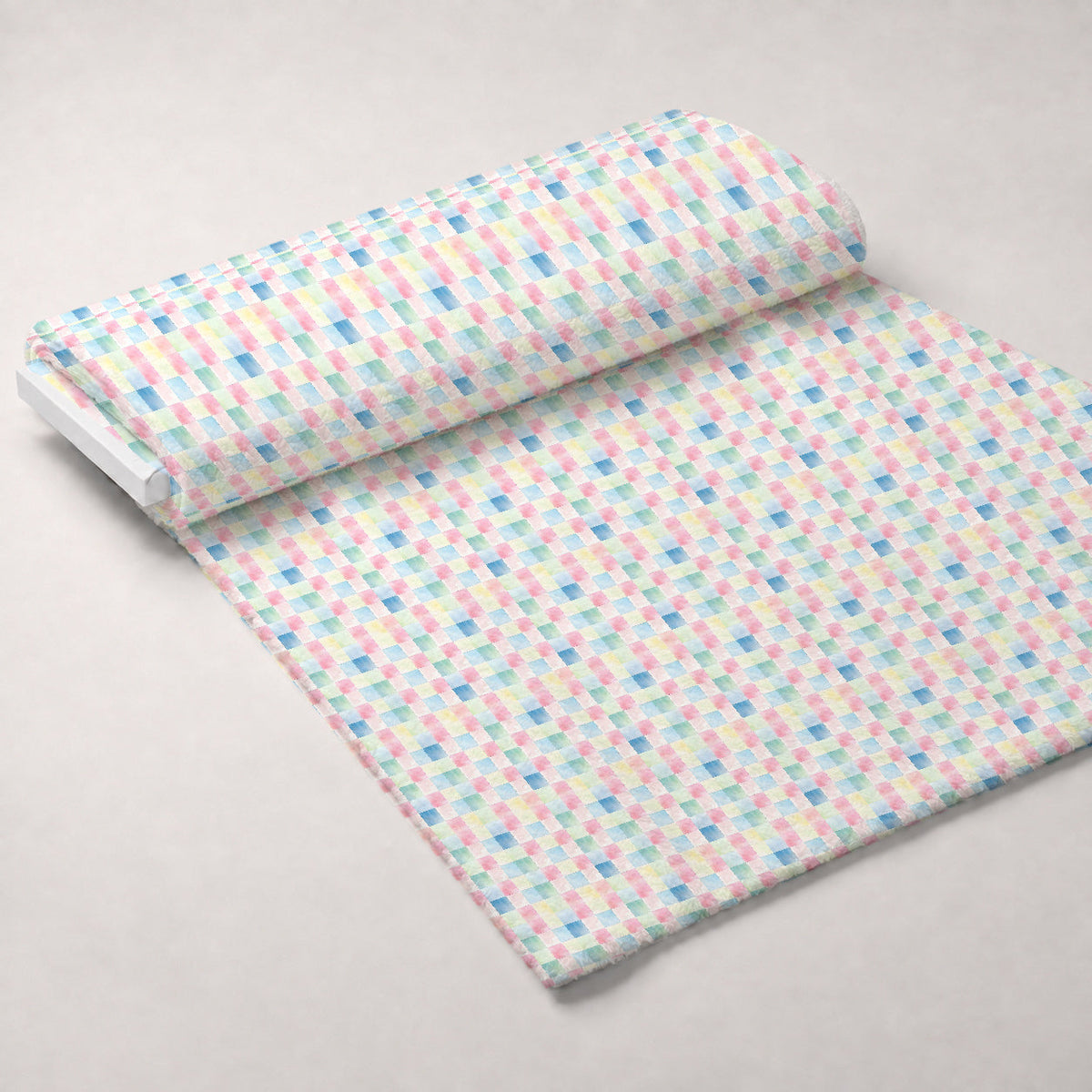 Sorbet Squares Pattern 5 Fleece Fabric — fleece fabric unrolled bolt preview (mv-fleece-v1:bolt)