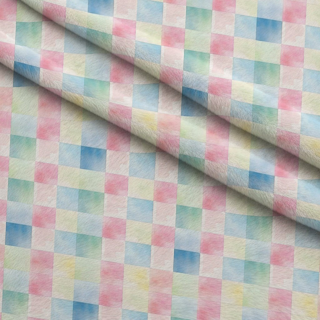 Sorbet Squares Pattern 5 Fleece Fabric — fleece fabric folded close-up preview (mv-fleece-v1:lying)