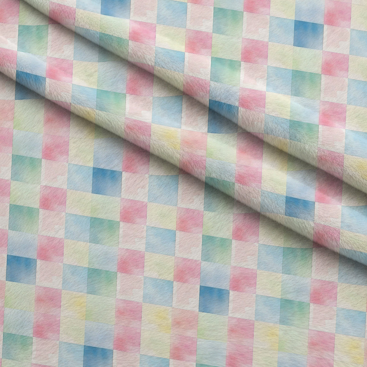 Sorbet Squares Pattern 5 Fleece Fabric — fleece fabric folded close-up preview (mv-fleece-v1:lying)