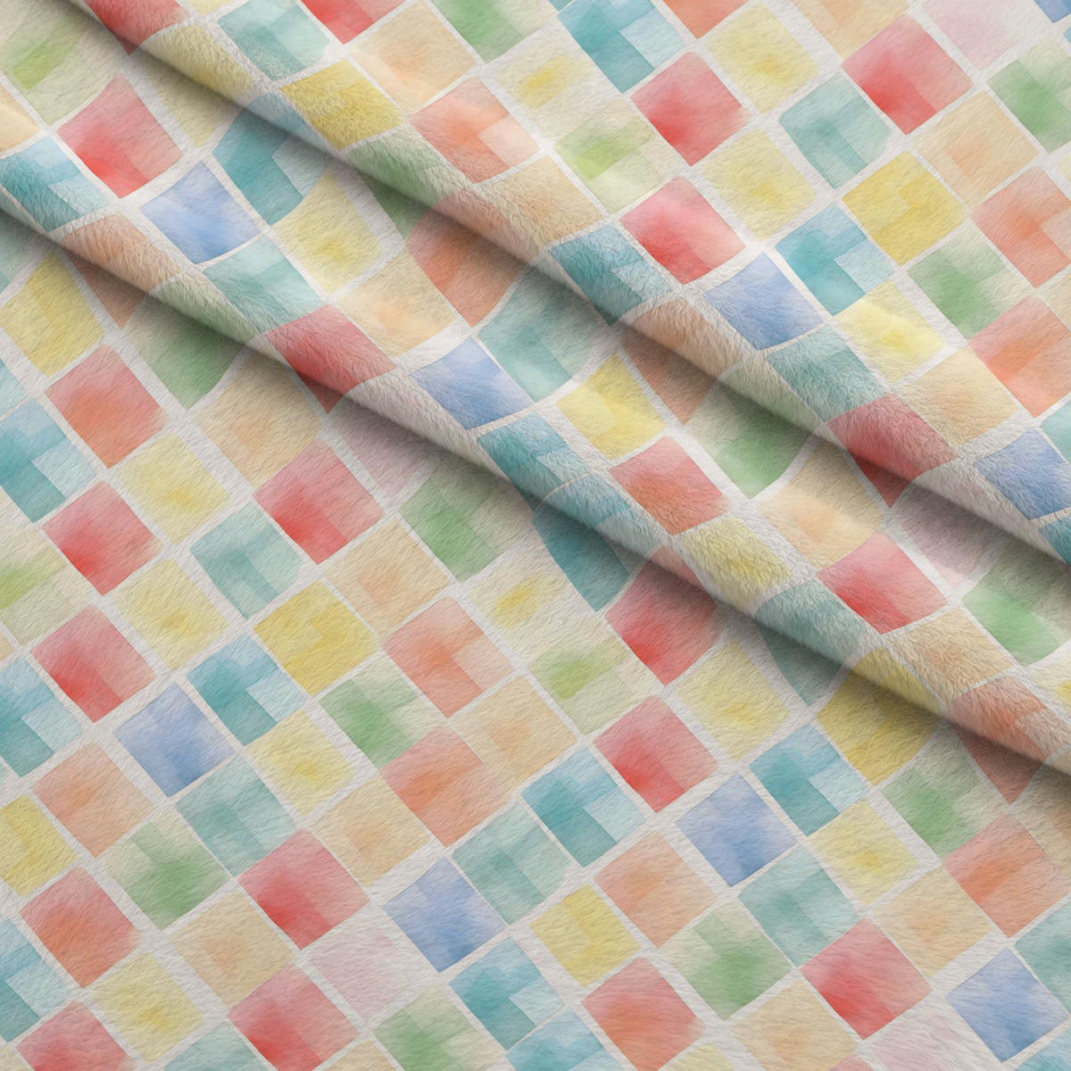 Sorbet Squares Pattern 6 Fleece Fabric — fleece fabric folded close-up preview (mv-fleece-v1:lying)