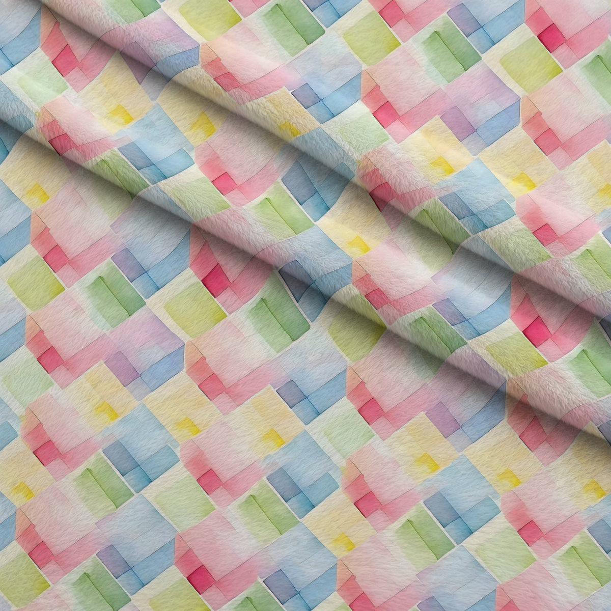 Sorbet Squares Pattern 7 Fleece Fabric — fleece fabric folded close-up preview (mv-fleece-v1:lying)