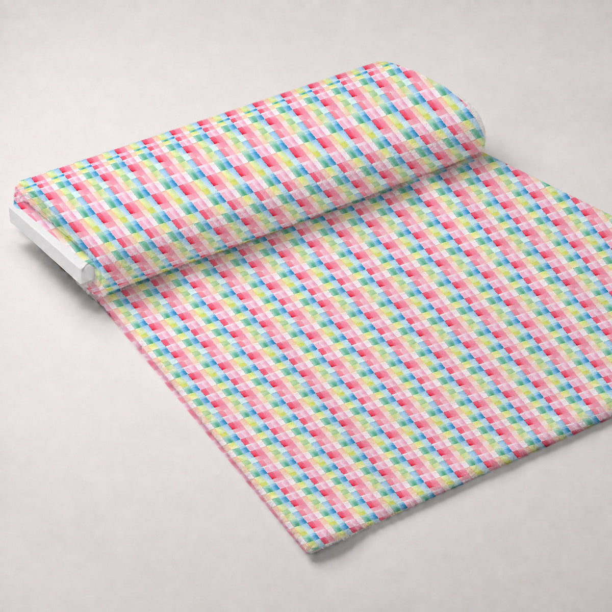 Sorbet Squares Pattern 8 Fleece Fabric — fleece fabric unrolled bolt preview (mv-fleece-v1:bolt)