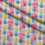 Sorbet Squares Pattern 9 Fleece Fabric — fleece fabric folded close-up preview (mv-fleece-v1:lying)