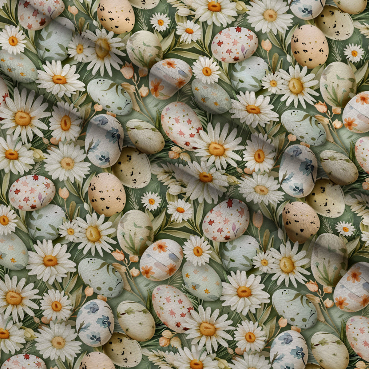 Speckled Daisy Meadow Pattern 1 Fleece Fabric — fleece fabric folded close-up preview (mv-fleece-v1:lying)