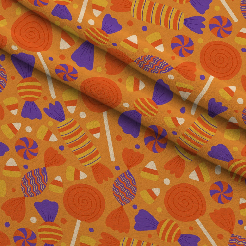 Spooky Sweets Pattern 10 Fleece Fabric — fleece fabric folded close-up preview (mv-fleece-v1:lying)