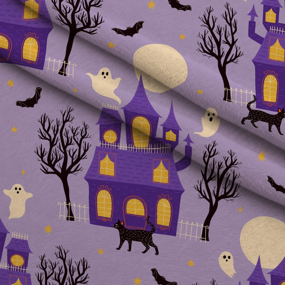 Spooky Sweets Pattern 16 Fleece Fabric — fleece fabric folded close-up preview (mv-fleece-v1:lying)