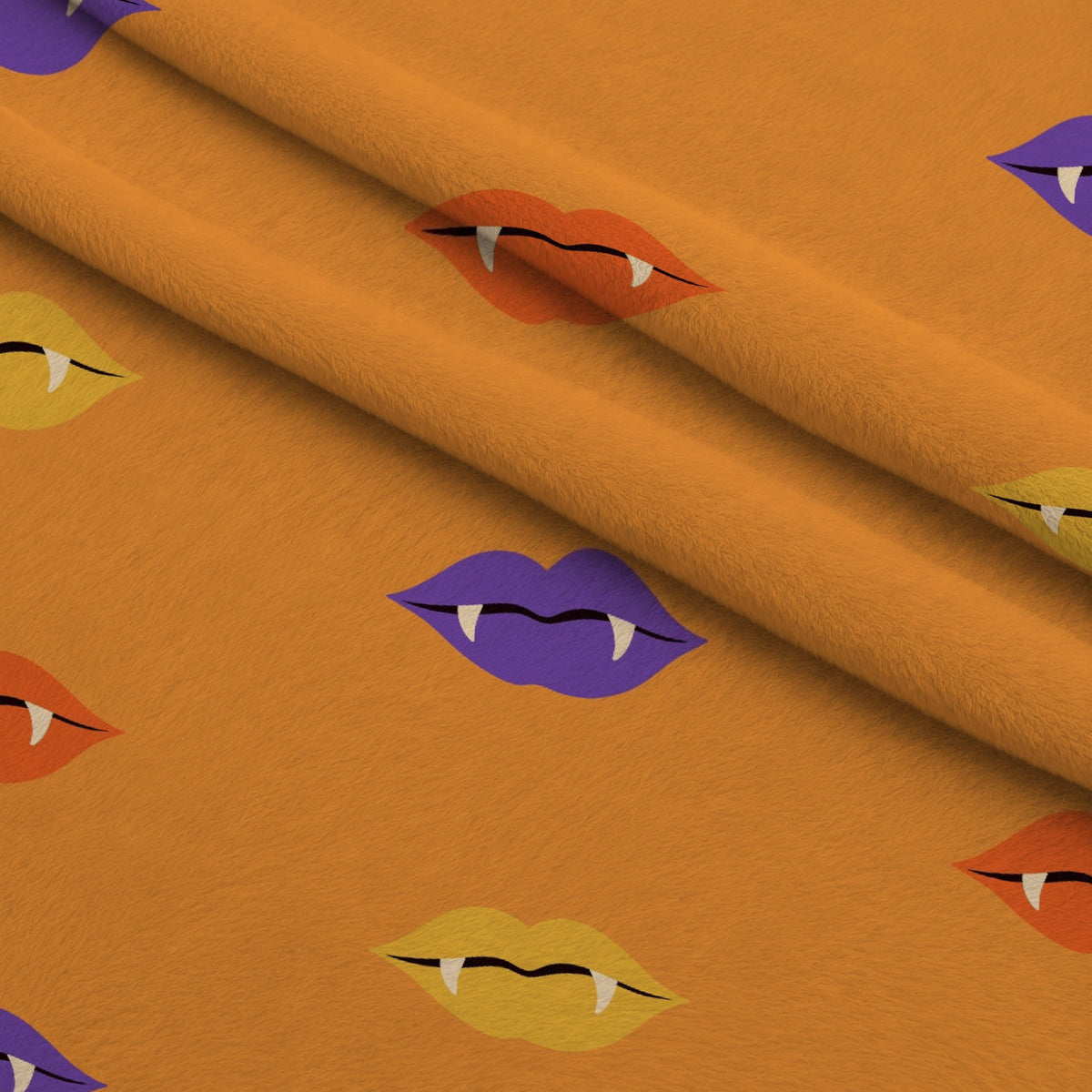 Spooky Sweets Pattern 3 Fleece Fabric — fleece fabric folded close-up preview (mv-fleece-v1:lying)