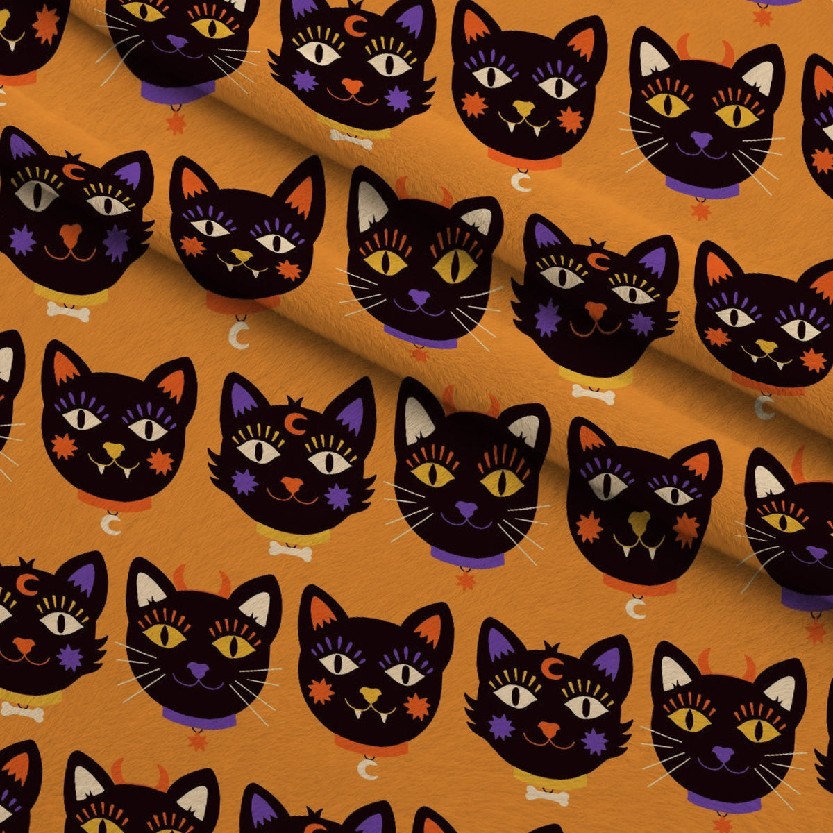Spooky Sweets Pattern 9 Fleece Fabric — fleece fabric folded close-up preview (mv-fleece-v1:lying)
