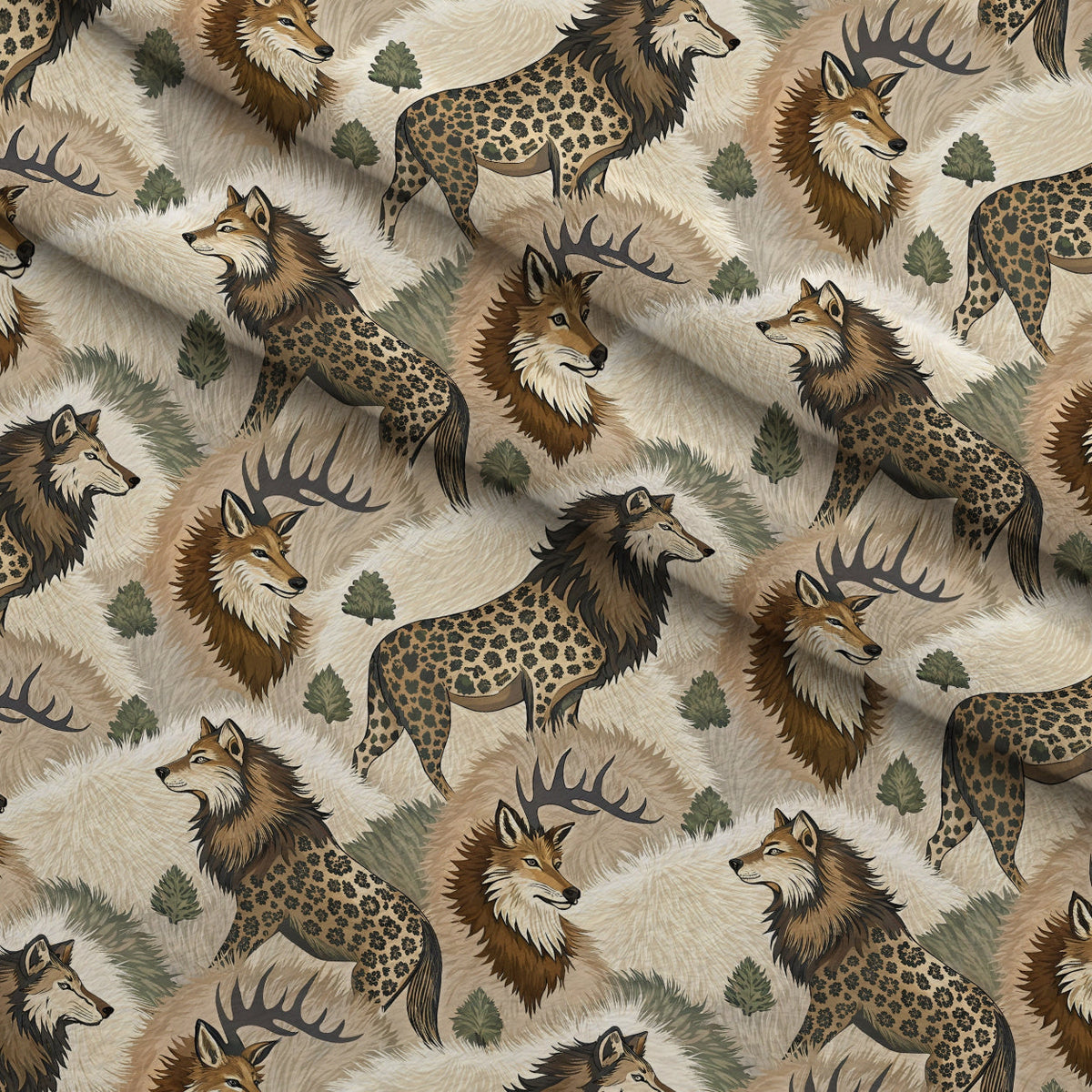 Spotted Savanna Pattern 5 Fleece Fabric — fleece fabric folded close-up preview (mv-fleece-v1:lying)