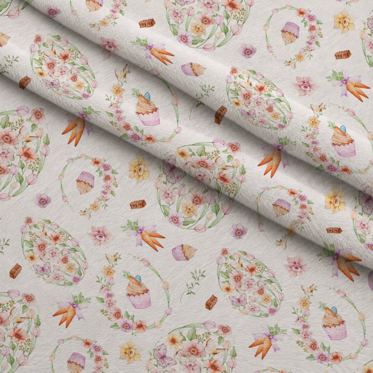 Springtime Sweets Pattern 1 Fleece Fabric — fleece fabric folded close-up preview (mv-fleece-v1:lying)