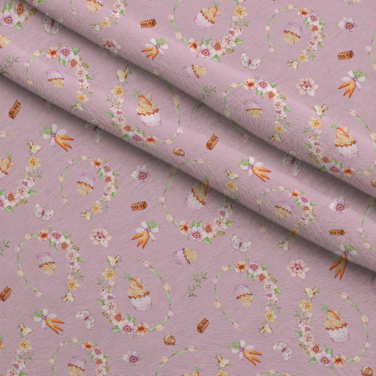 Springtime Sweets Pattern 4 Fleece Fabric — fleece fabric folded close-up preview (mv-fleece-v1:lying)