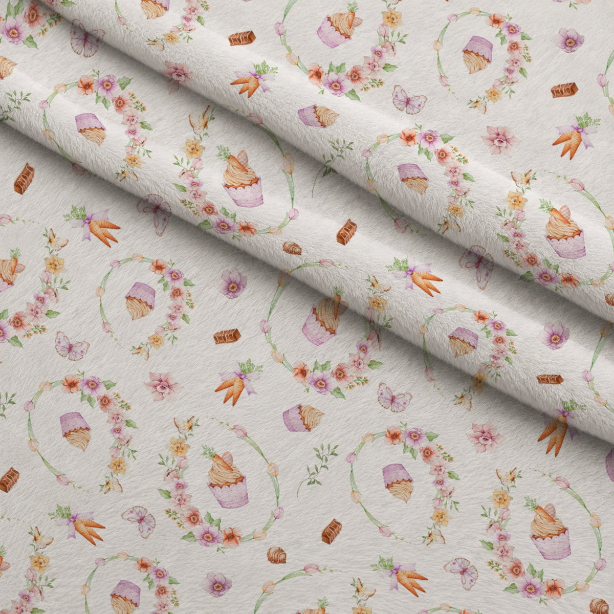 Springtime Sweets Pattern 5 Fleece Fabric — fleece fabric folded close-up preview (mv-fleece-v1:lying)