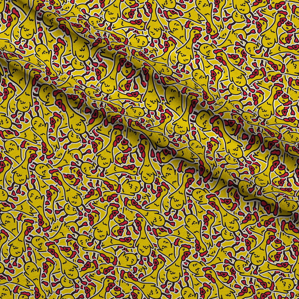 Squeaky Rubber Chickens Fleece Fabric — fleece fabric folded close-up preview (mv-fleece-v1:lying)