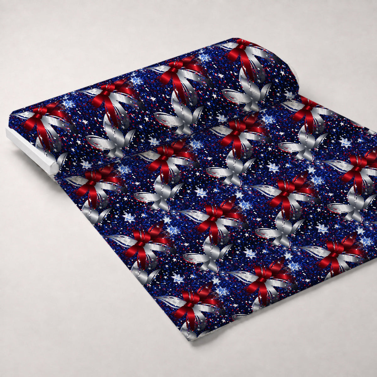 Star Spangled Confetti Pattern 10 Fleece Fabric — fleece fabric unrolled bolt preview (mv-fleece-v1:bolt)