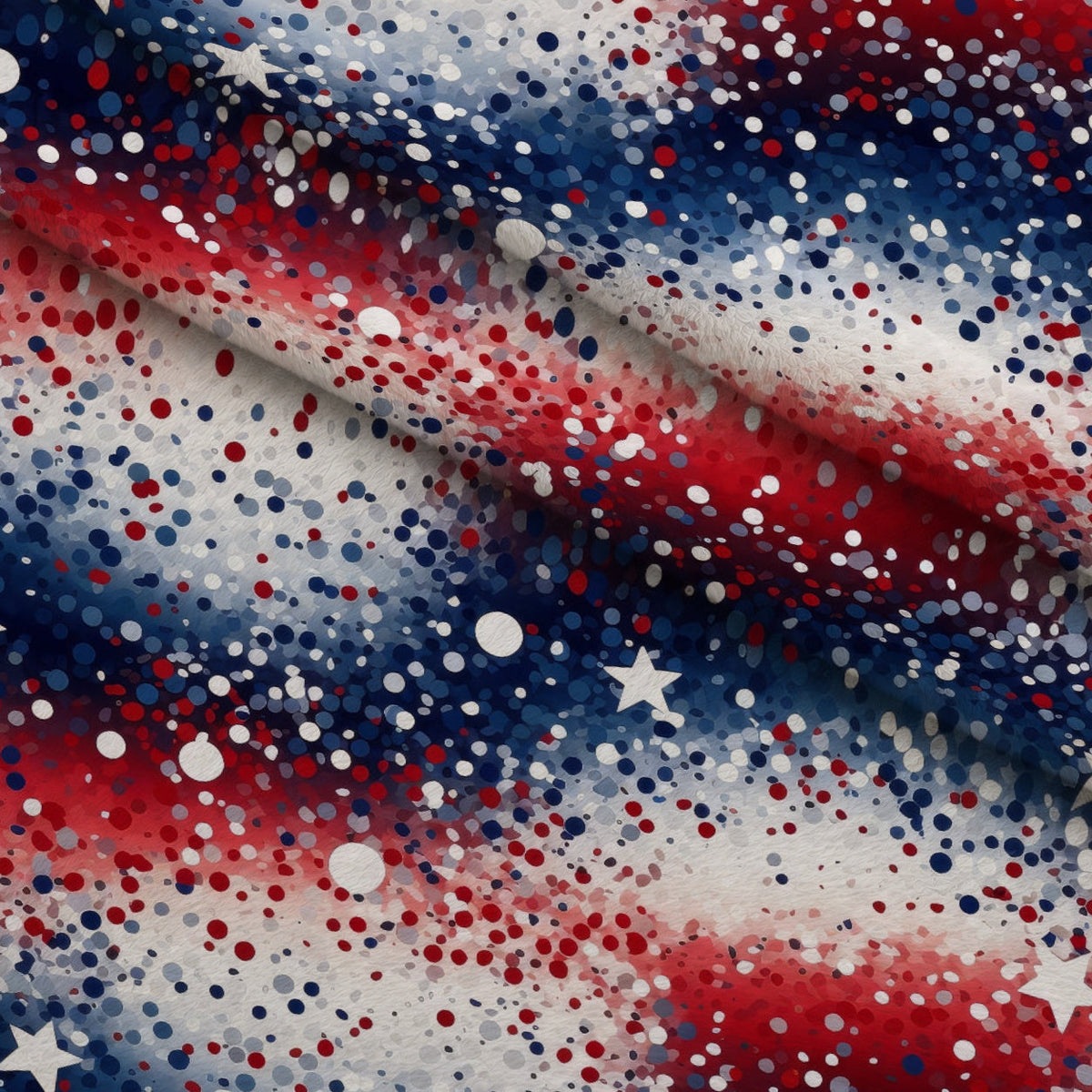 Star Spangled Confetti Pattern 3 Fleece Fabric — fleece fabric folded close-up preview (mv-fleece-v1:lying)