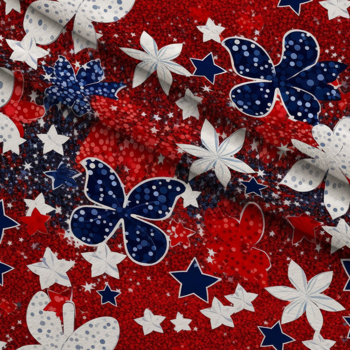 Star Spangled Confetti Pattern 5 Fleece Fabric — fleece fabric folded close-up preview (mv-fleece-v1:lying)
