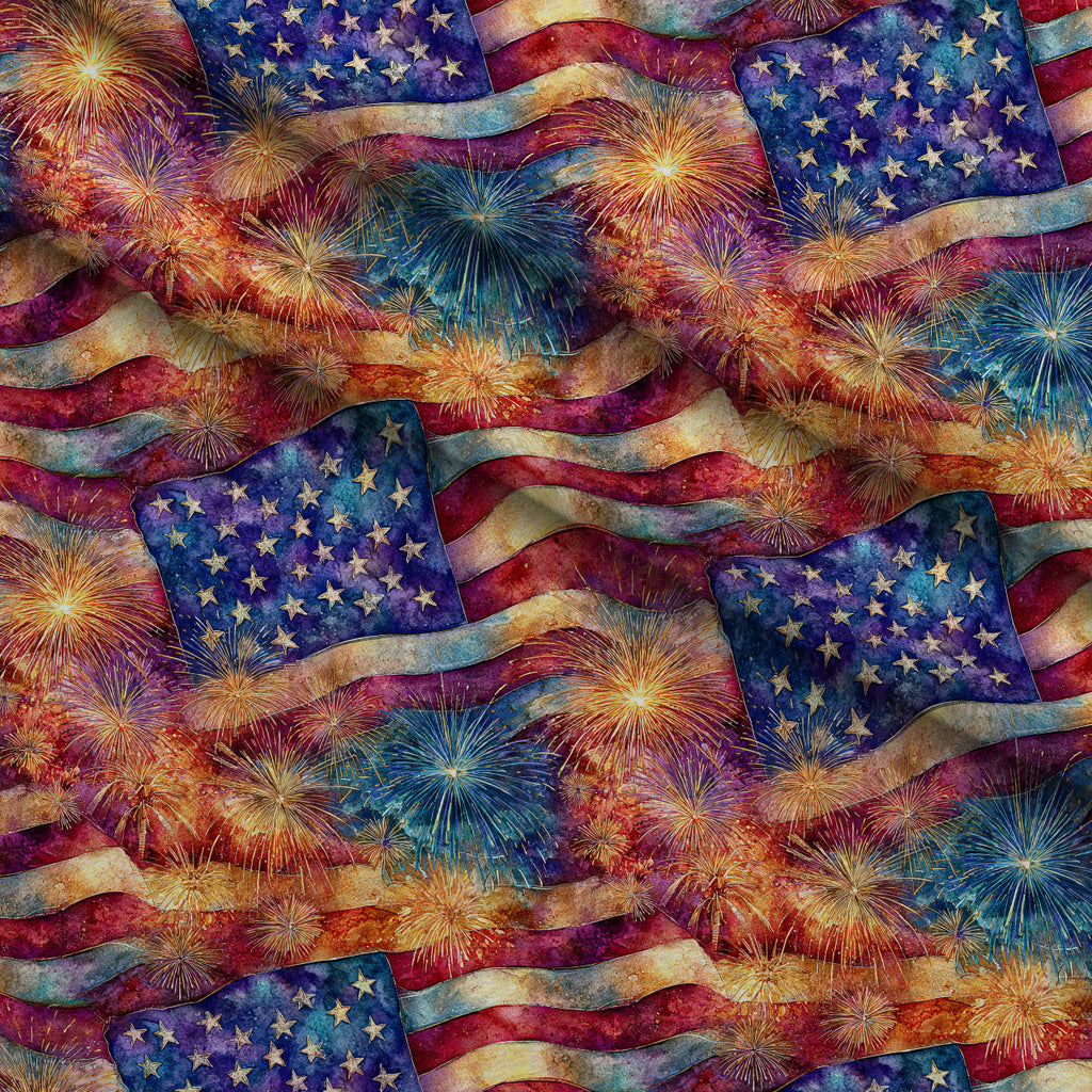 Star-Spangled Skies Pattern 3 Fleece Fabric — fleece fabric folded close-up preview (mv-fleece-v1:lying)