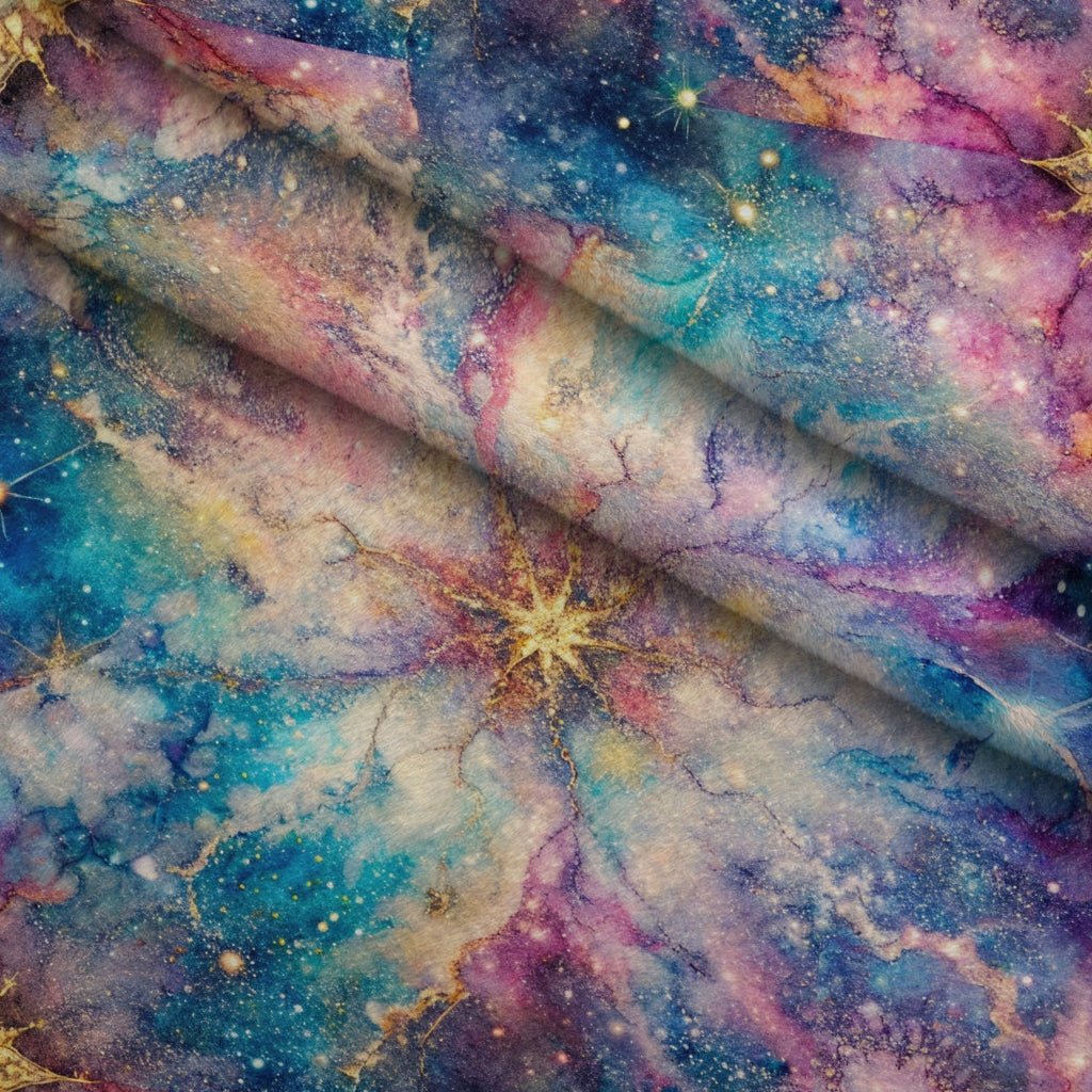 Stardust Nebula Pattern 5 Fleece Fabric — fleece fabric folded close-up preview (mv-fleece-v1:lying)