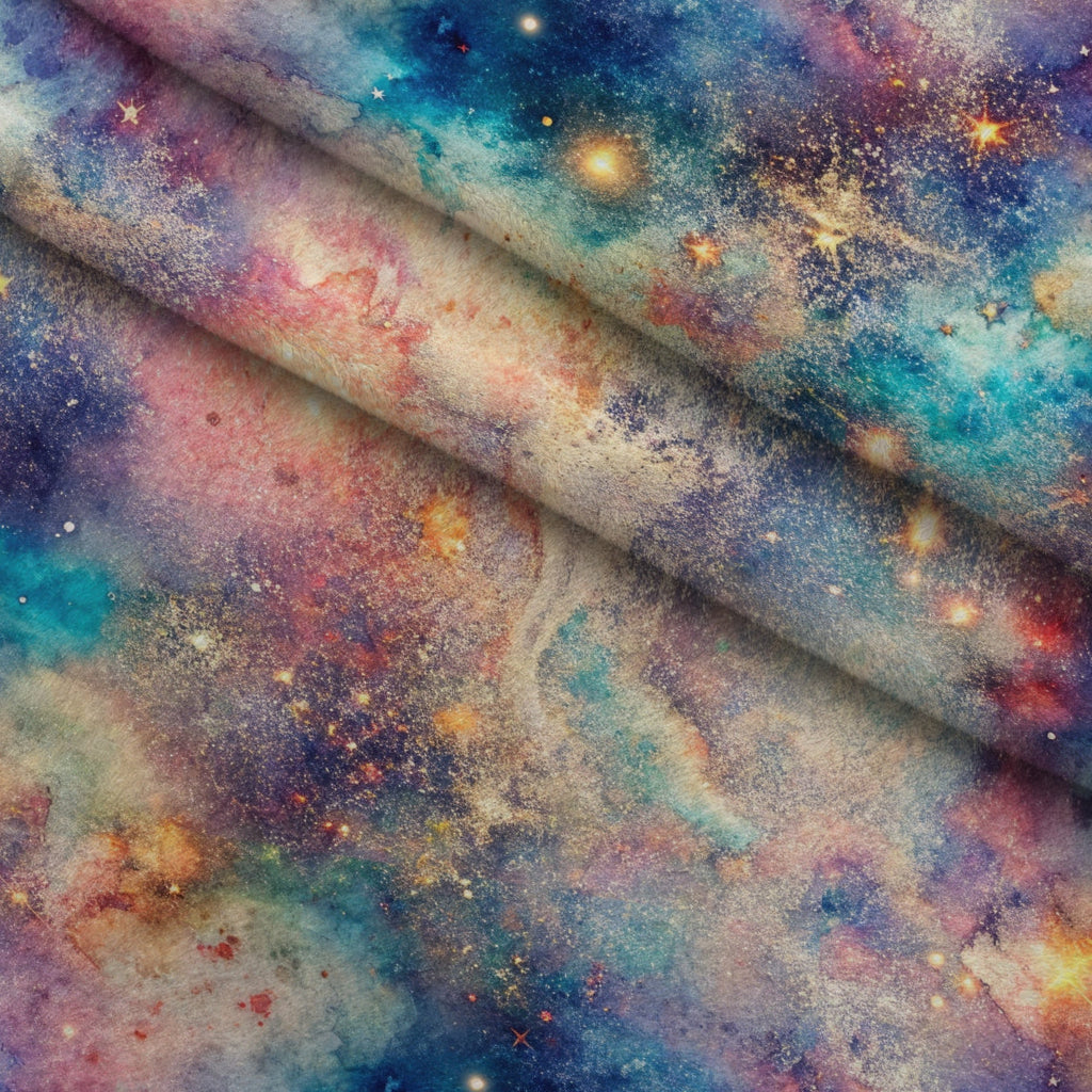 Stardust Nebula Pattern 6 Fleece Fabric — fleece fabric folded close-up preview (mv-fleece-v1:lying)