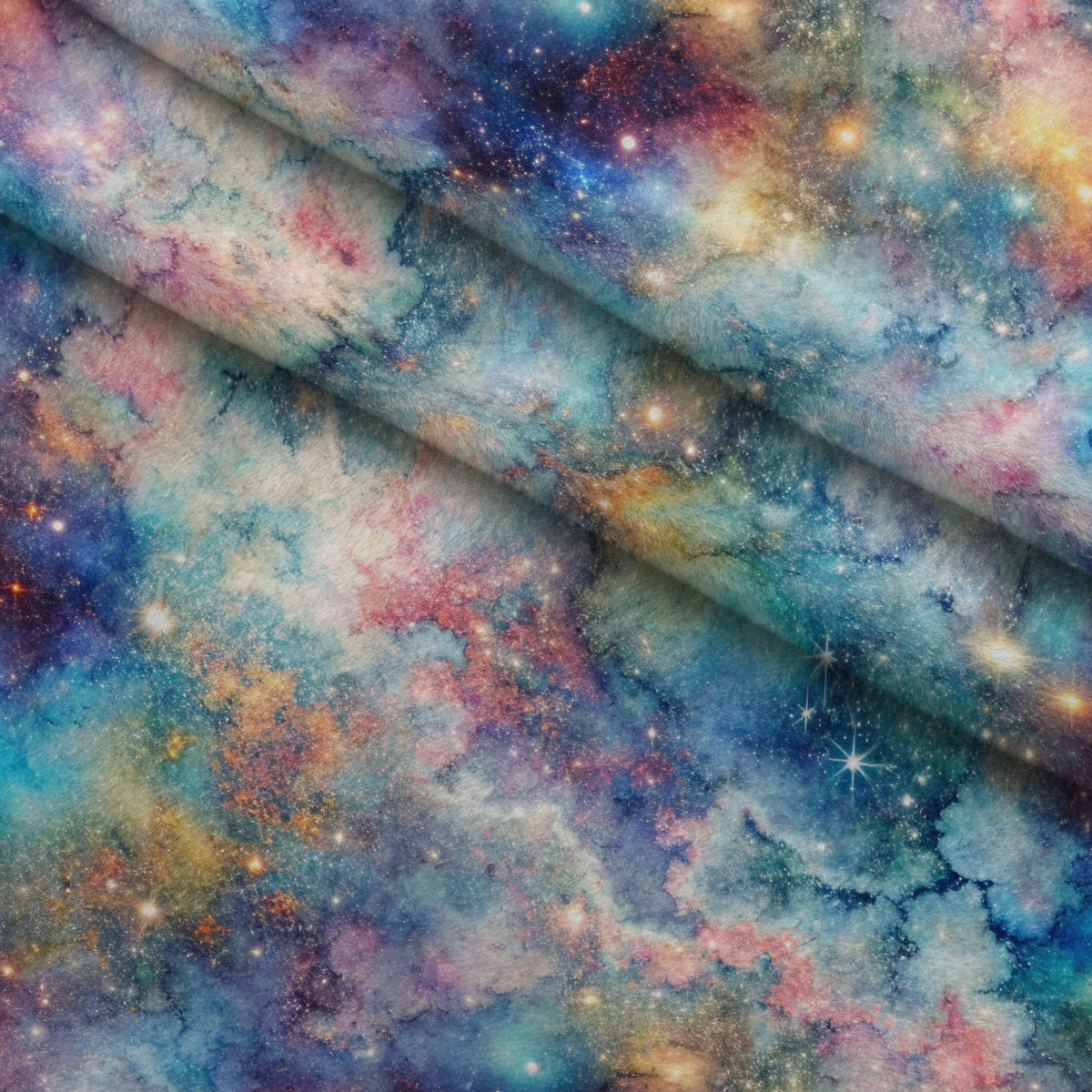 Stardust Nebula Pattern 7 Fleece Fabric — fleece fabric folded close-up preview (mv-fleece-v1:lying)