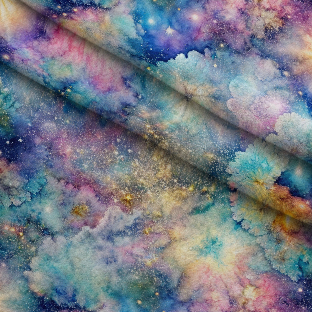 Stardust Nebula Pattern 8 Fleece Fabric — fleece fabric folded close-up preview (mv-fleece-v1:lying)