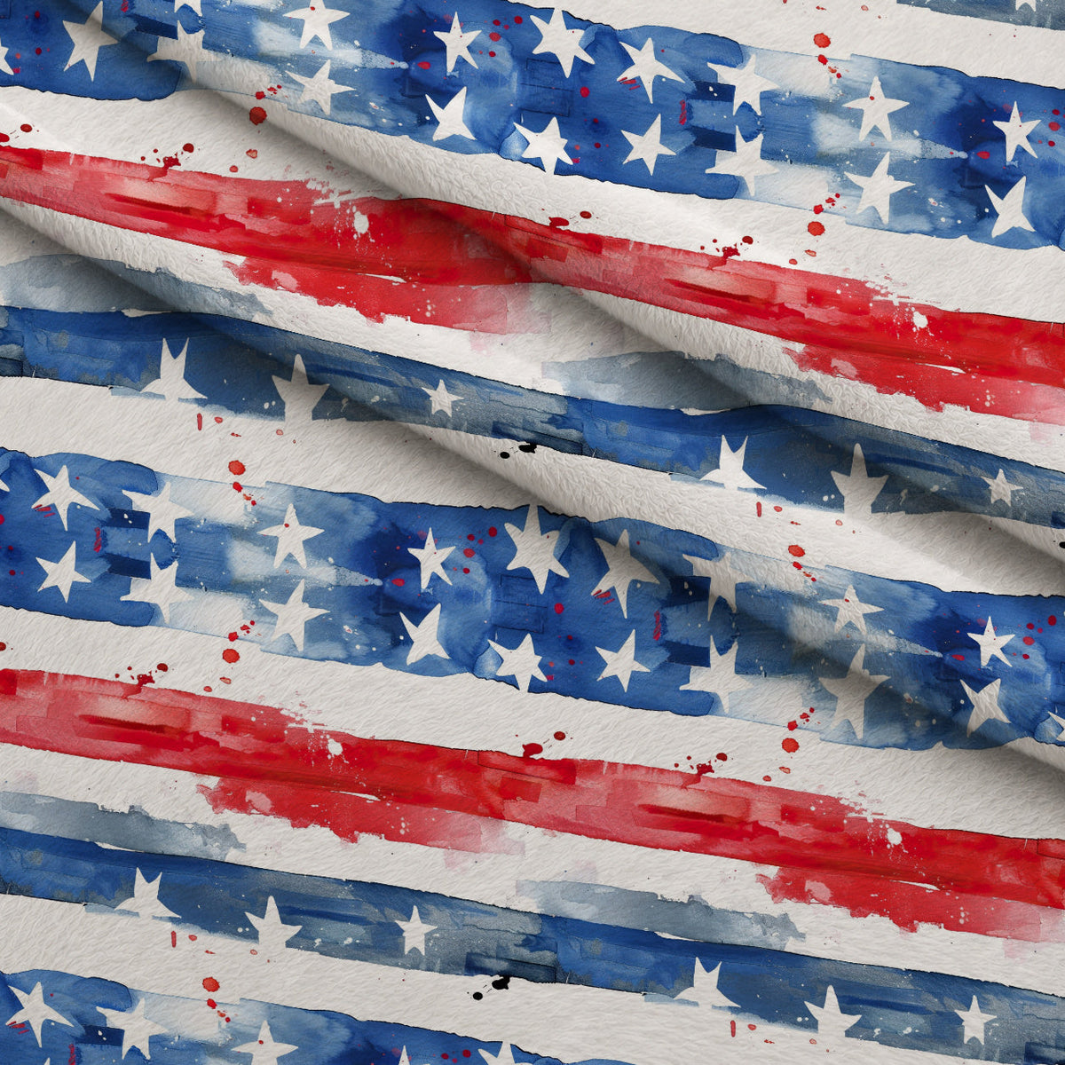Stars and Stripes Pattern 11 Fleece Fabric — fleece fabric folded close-up preview (mv-fleece-v1:lying)