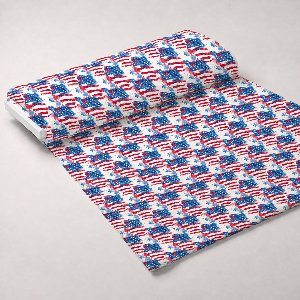 Stars and Stripes Pattern 2 Fleece Fabric — fleece fabric unrolled bolt preview (mv-fleece-v1:bolt)