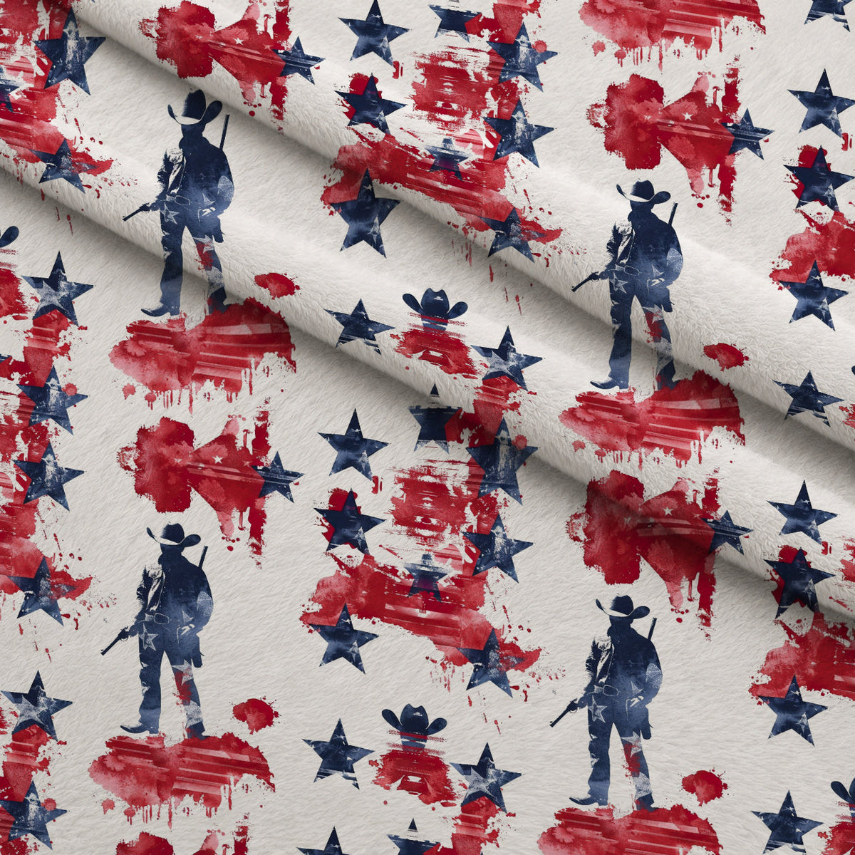 Stars and Stripes Pattern 5 Fleece Fabric — fleece fabric folded close-up preview (mv-fleece-v1:lying)