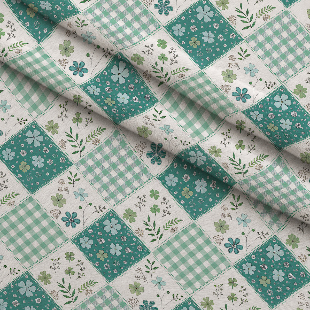 Stitched Meadow Pattern 10 Fleece Fabric — fleece fabric folded close-up preview (mv-fleece-v1:lying)