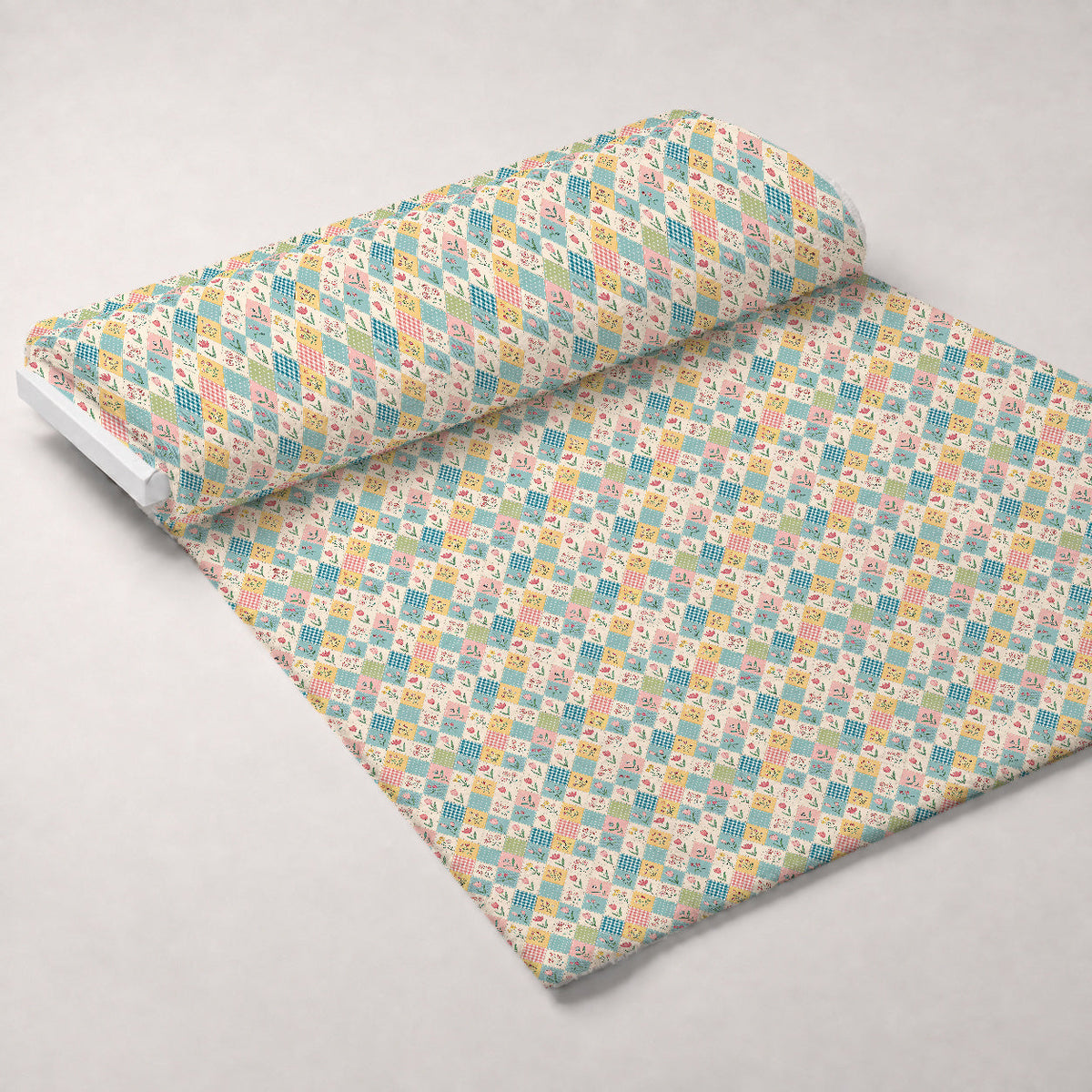 Stitched Meadow Pattern 13 Fleece Fabric — fleece fabric unrolled bolt preview (mv-fleece-v1:bolt)