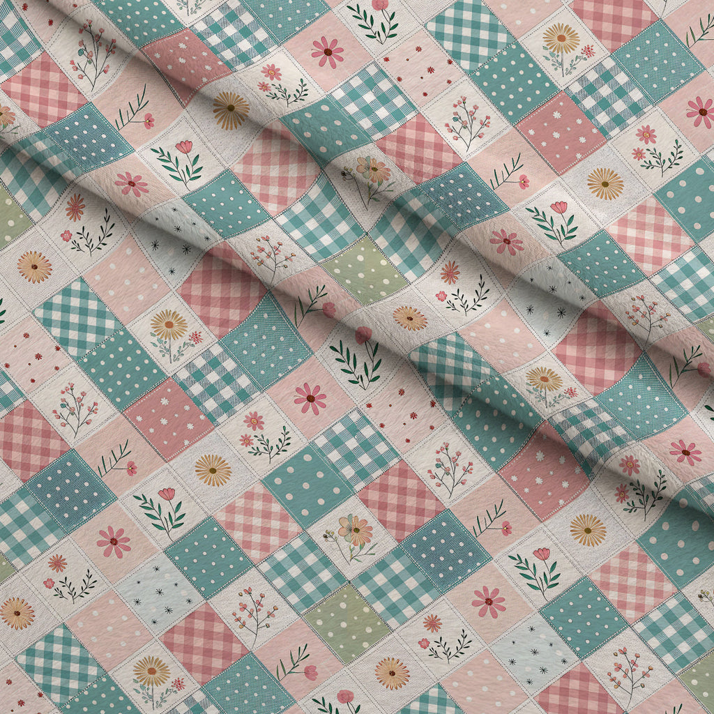 Stitched Meadow Pattern 15 Fleece Fabric — fleece fabric folded close-up preview (mv-fleece-v1:lying)