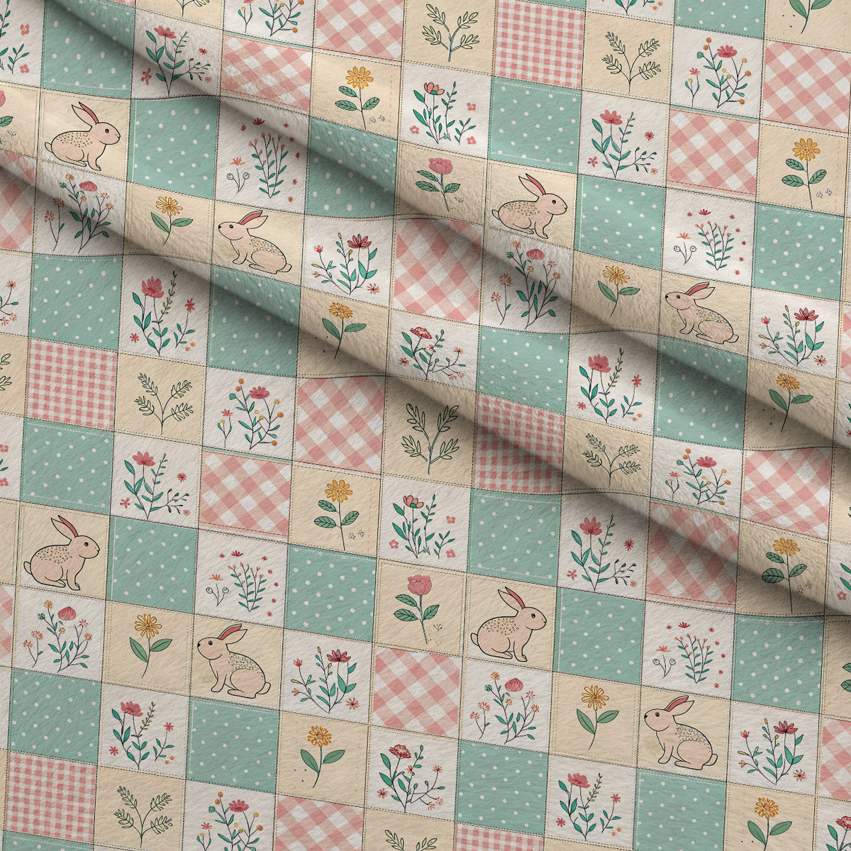 Stitched Meadow Pattern 16 Fleece Fabric — fleece fabric folded close-up preview (mv-fleece-v1:lying)